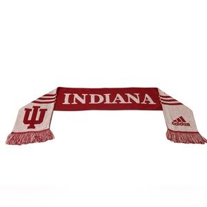 Indiana University Soccer Adidas Red White Reversible Scarf with Fringe, Unisex